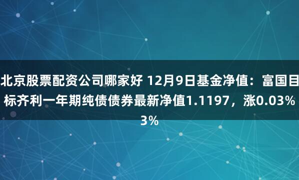 北京股票配资公司哪家好 12月9日基金净值：富国目标齐利一年期纯债债券最新净值1.1197，涨0.03%