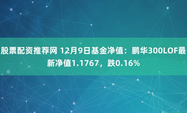 股票配资推荐网 12月9日基金净值：鹏华300LOF最新净值1.1767，跌0.16%