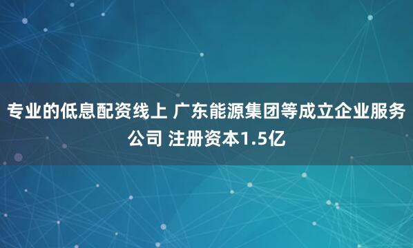 专业的低息配资线上 广东能源集团等成立企业服务公司 注册资本1.5亿