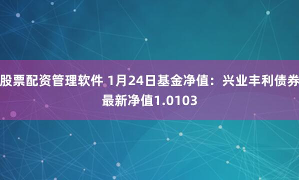 股票配资管理软件 1月24日基金净值：兴业丰利债券最新净值1.0103