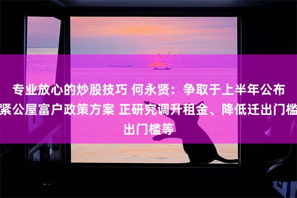 专业放心的炒股技巧 何永贤：争取于上半年公布收紧公屋富户政策方案 正研究调升租金、降低迁出门槛等