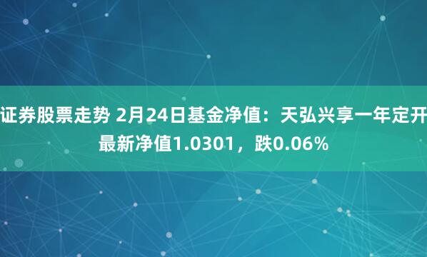 证券股票走势 2月24日基金净值：天弘兴享一年定开最新净值1.0301，跌0.06%